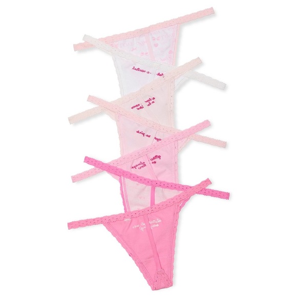 PINK x LoveShackFancy Rules of Pink 7-Pack V-String Panties - Picture 3 of 4